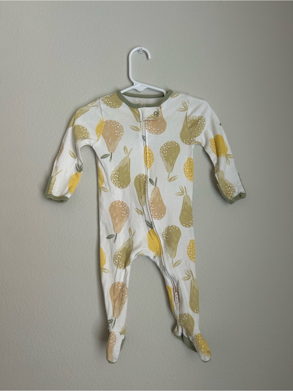 cloud island Pear-Print Footed One-Piece - Yellow & Sage